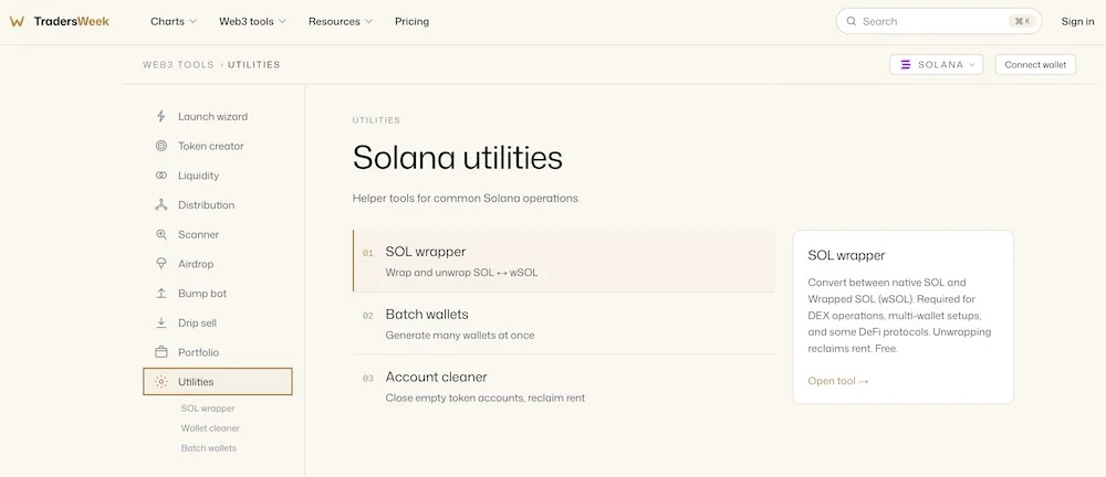 utilities page